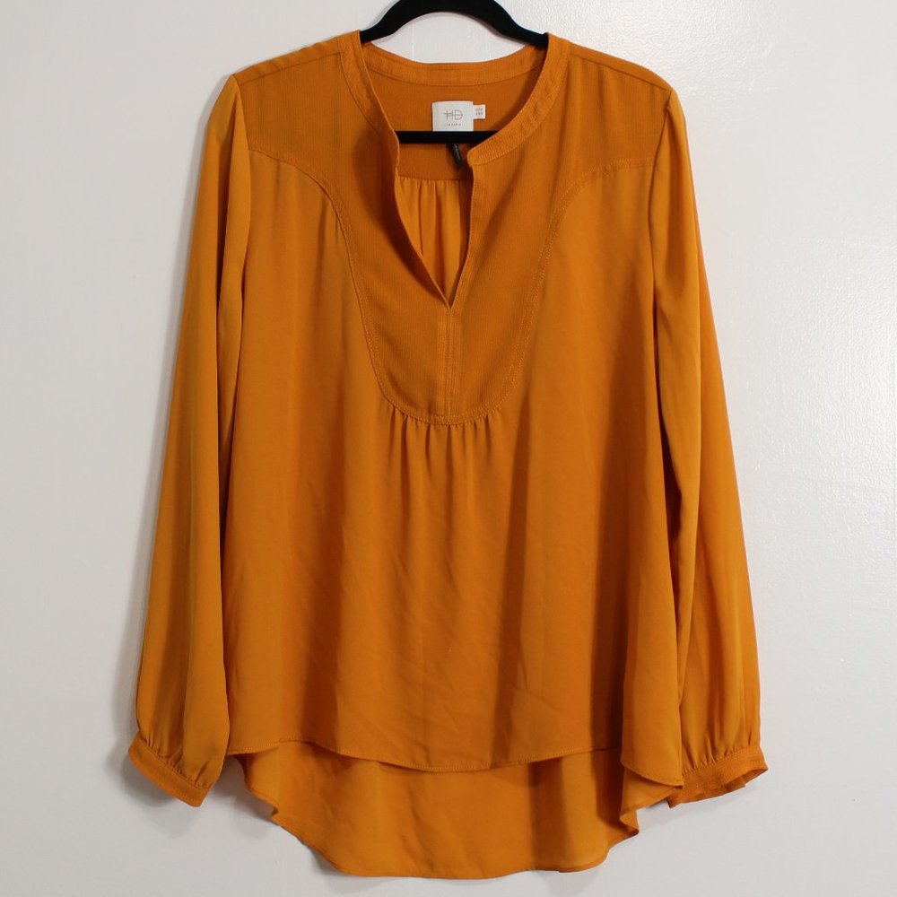 Anthropologie HD in Paris Golden Orange Blouse Top